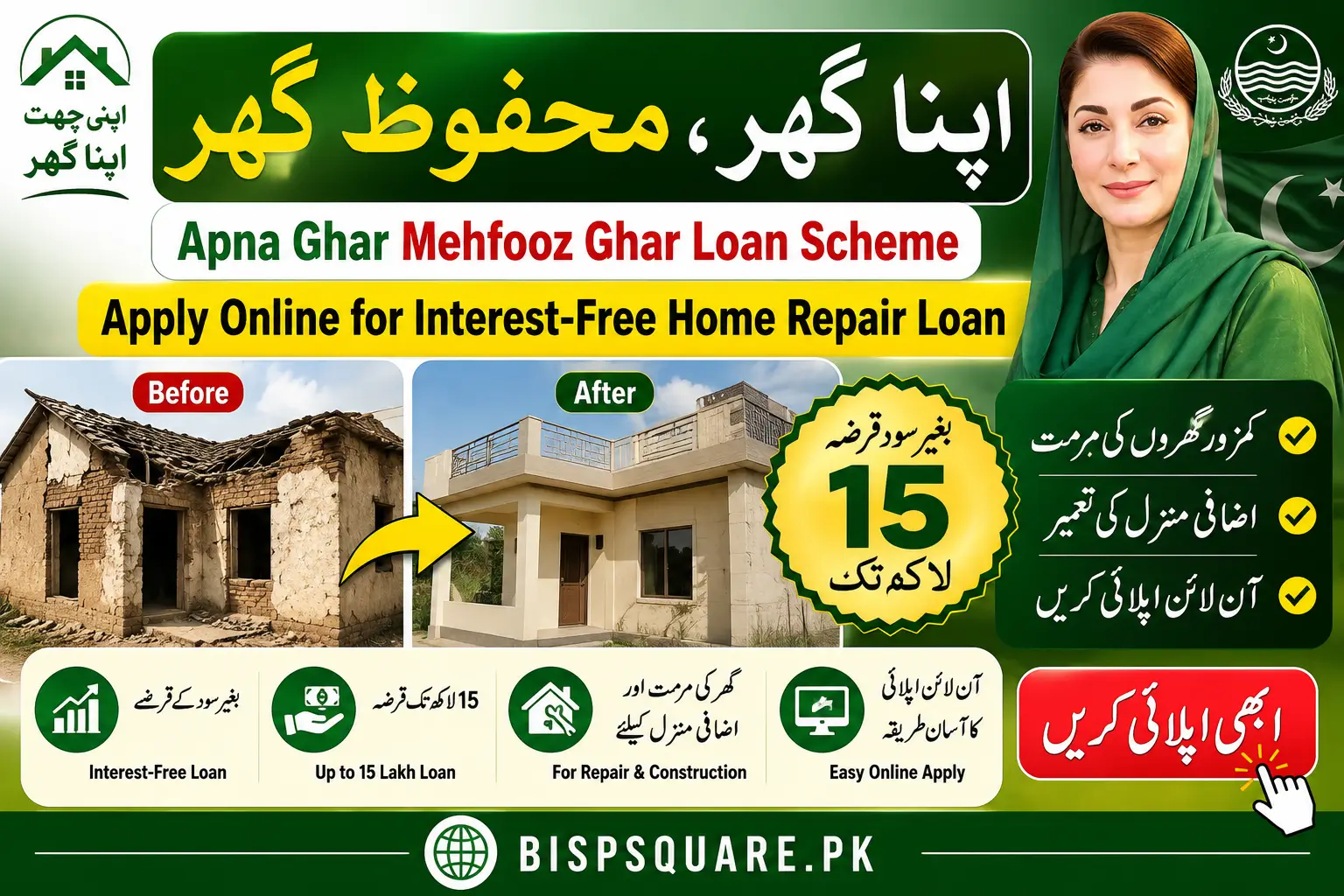 Apna Ghar Mehfooz Ghar Loan Scheme Apply Online for Interest-Free Home Repair Loan